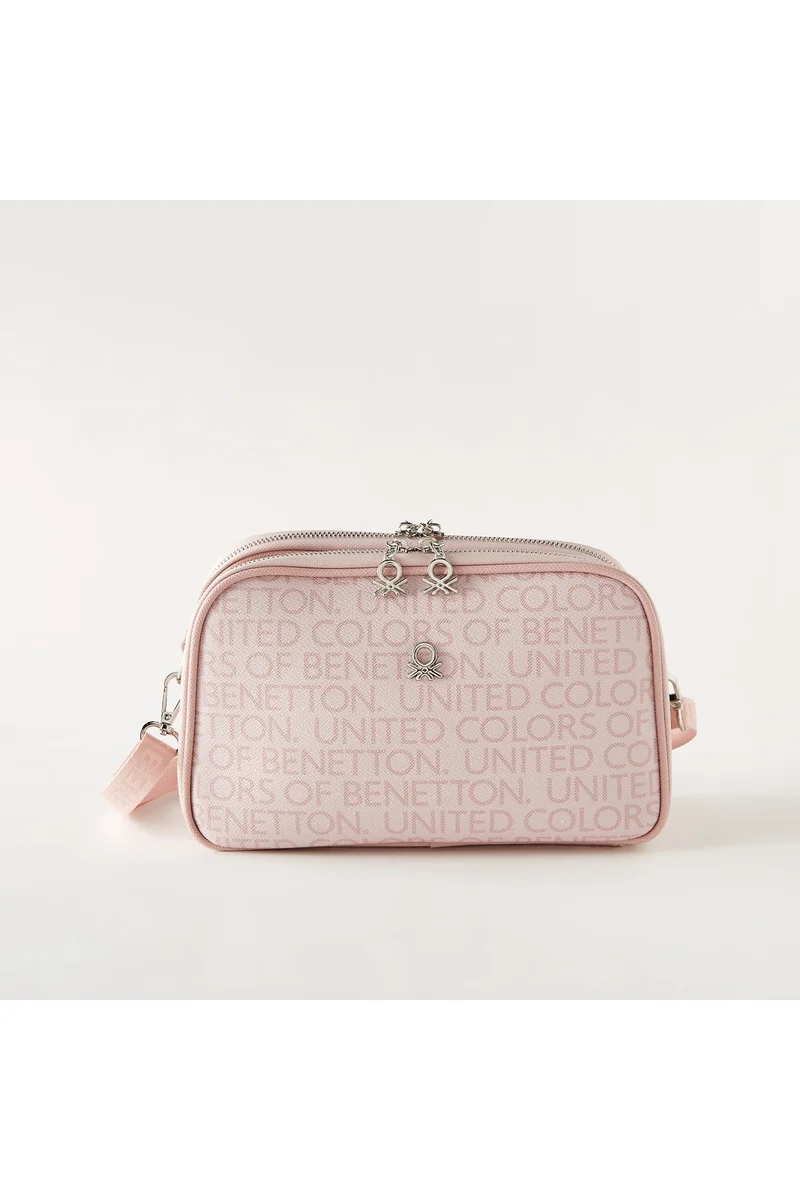 United Colors Of Benetton Printed Crossbody Bag with Detachable Strap
